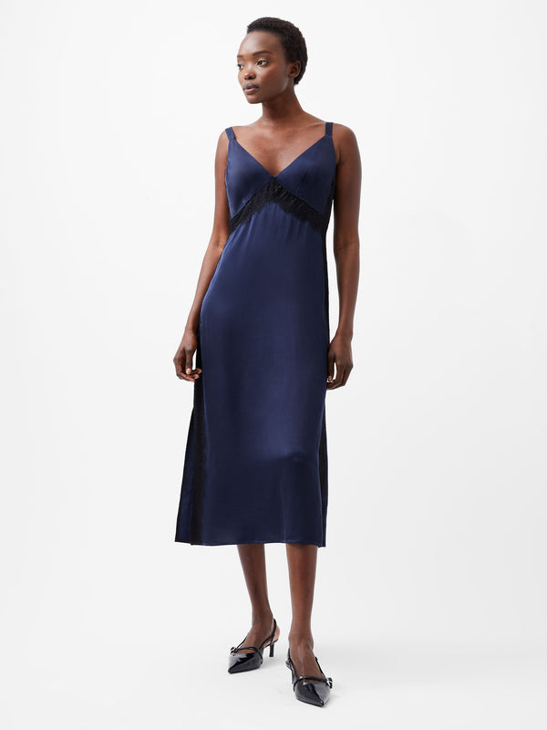 Fcuk Ennis Eco Satin Lace Dress Marine/Black