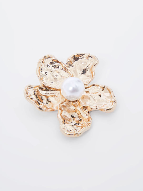 fcuk Faux Pearl Detail Flower Brooch Gold