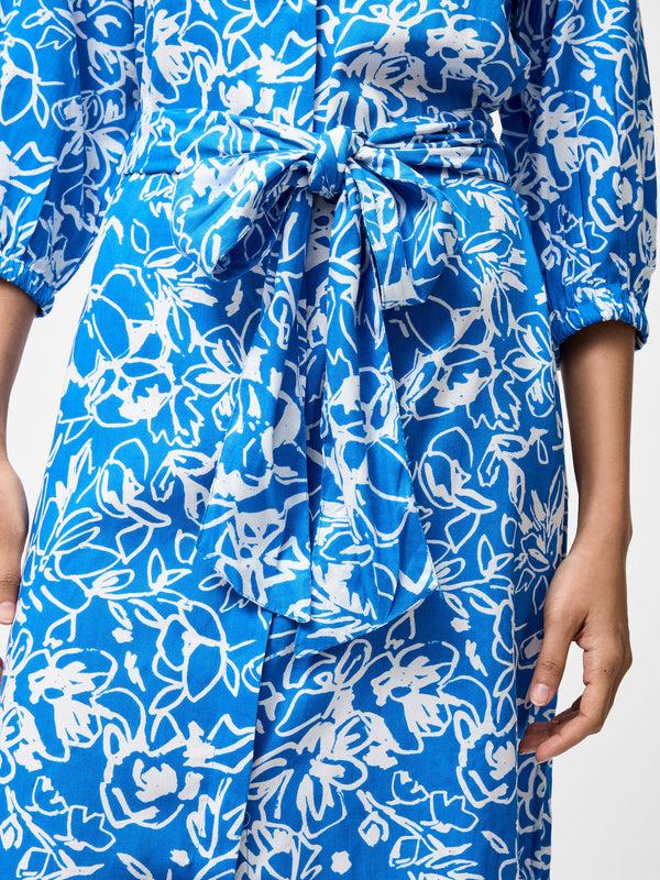 Fcuk Fayola Belted Shirt Dress Blue Sea Star