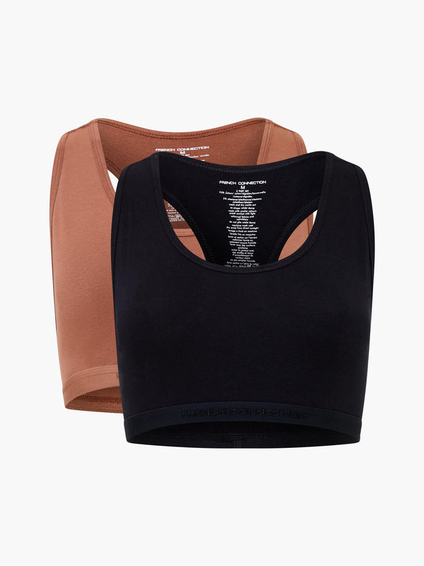 fcuk Fc 2 Pack Crop Top Tonal Black/Light Brown