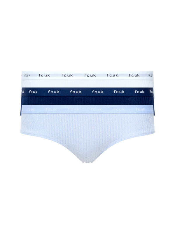 fcuk FCUK 3 Pack Ribbed Briefs Blue/Navy/White
