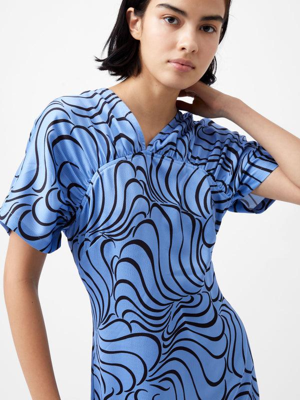 Fcuk Felecia Eliza Dress Dusted Blue/Blackout