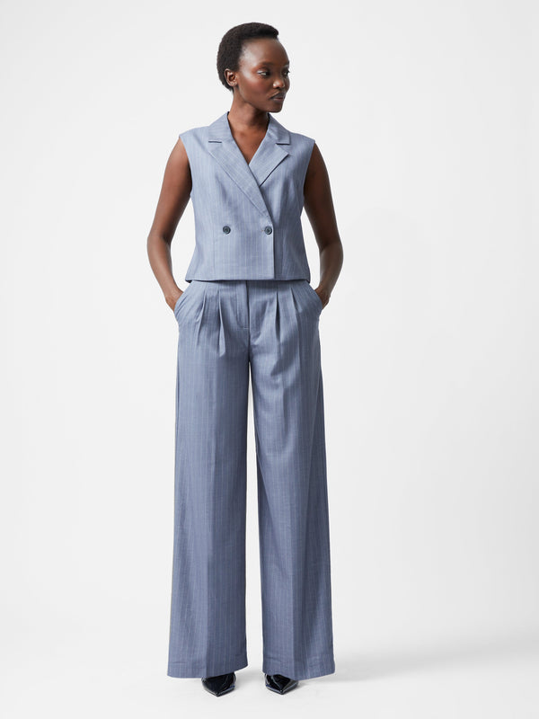 Fcuk Fiorella Pinstripe Waistcoat Grey