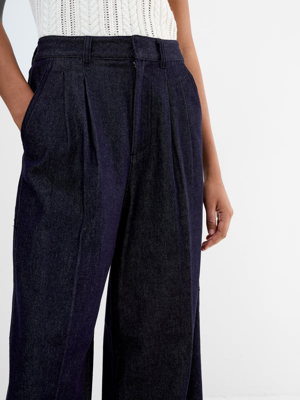 Fcuk Fletcher Wide Leg Denim Trousers Clean Indigo