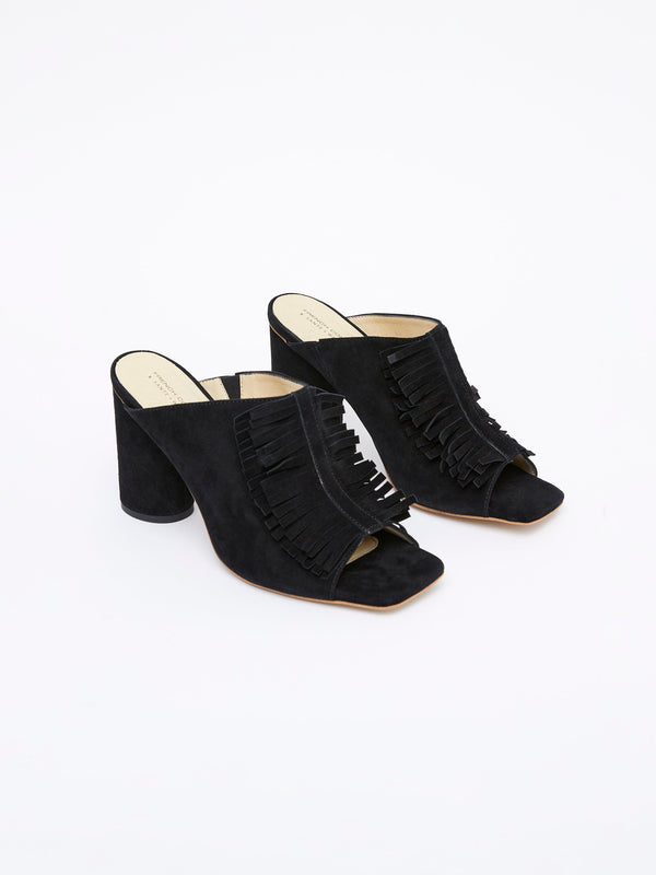 Fcuk Flora Fringed Mules Black