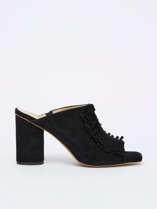 fcuk Flora Fringed Mules Black