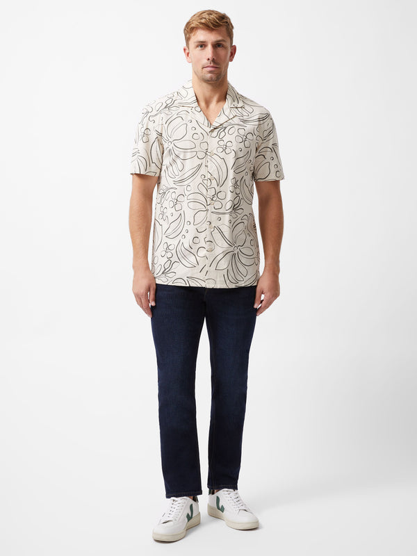 Fcuk Floral Revere Short Sleeve Shirt Stone/Khaki