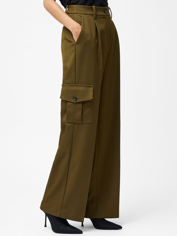 Fcuk Florence Twill Combat Trousers Khaki