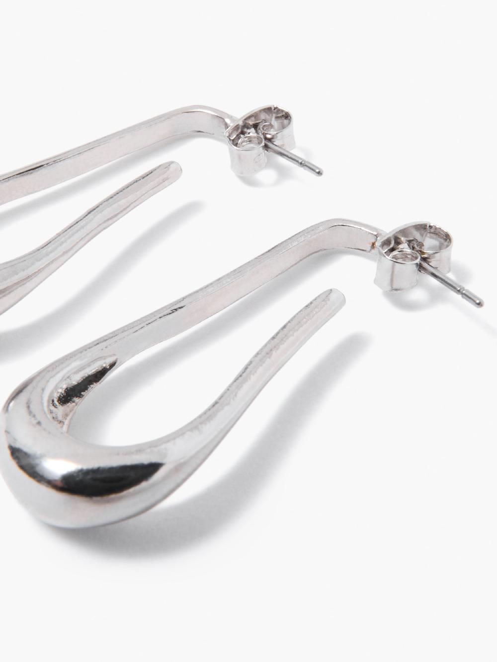 Fcuk Fluid Long Hoop Earrings Rhodium