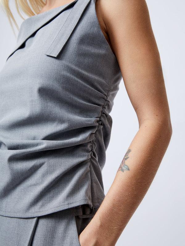 Fcuk Franklin Ruched Strappy Buckle Top Grey