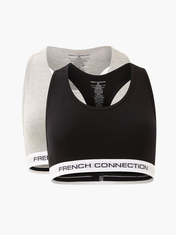 fcuk French Connection 2 Pack Crop Top Black/Grey