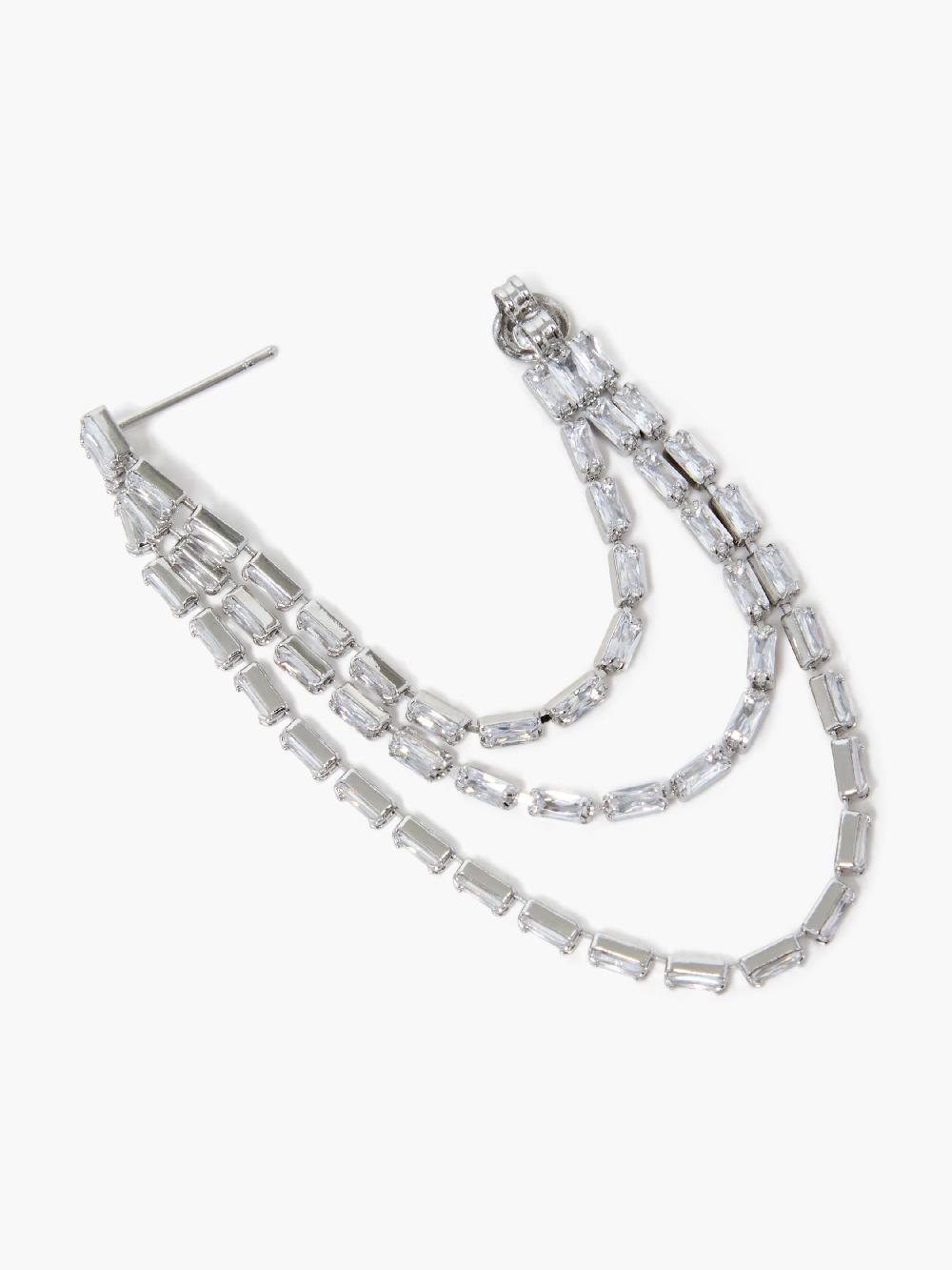 Fcuk Fringe Swing Crystal Earrings Silver