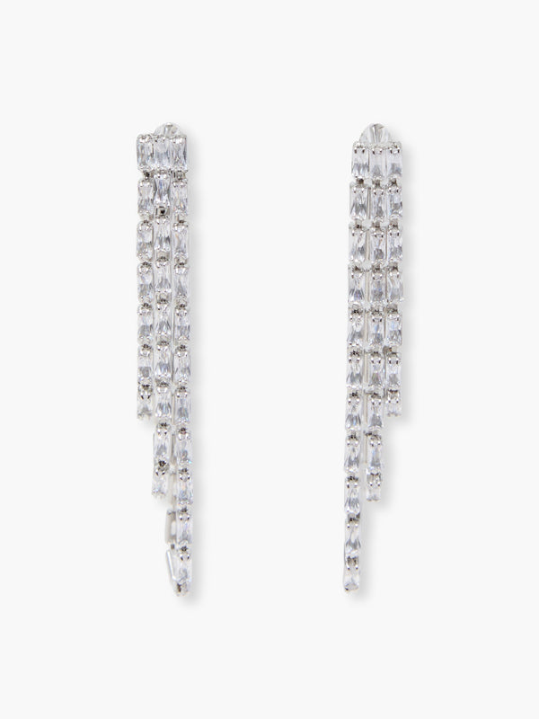fcuk Fringe Swing Crystal Earrings Silver
