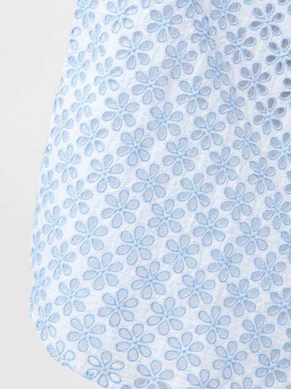 Fcuk Galina Cotton Embroidered Shirt Sky Blue