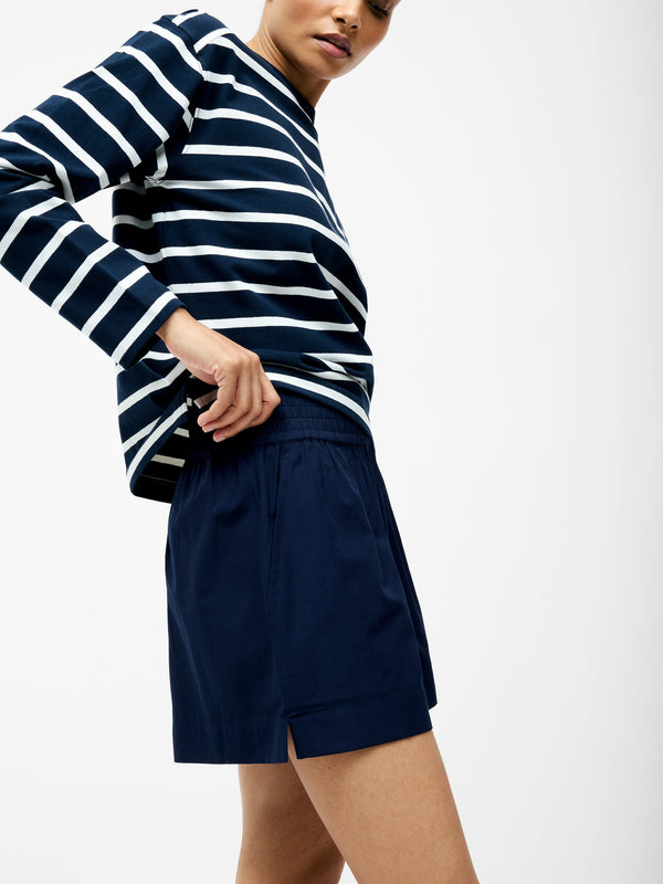 Fcuk Gathered Waist Shorts Midnight Blue