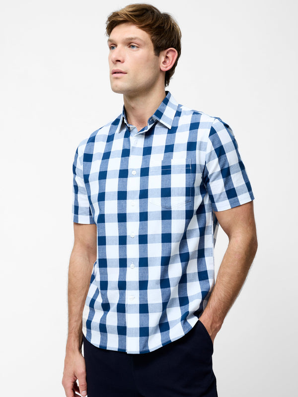 Fcuk Gingham Short Sleeve Shirt Blue/White