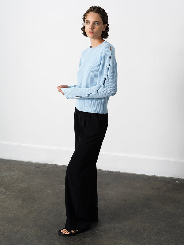 Fcuk Glinda Braid Sleeve Jumper Arctic Blue