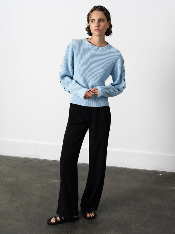 Fcuk Glinda Braid Sleeve Jumper Arctic Blue