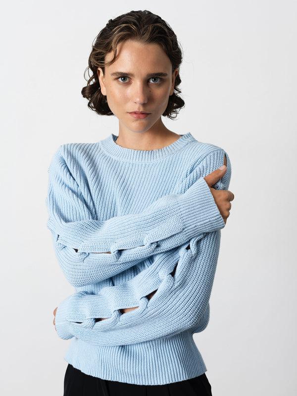 fcuk Glinda Braid Sleeve Jumper Arctic Blue