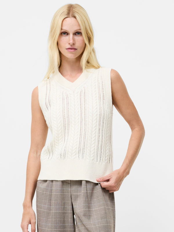 fcuk Glinda Cable Knit Vest Porcelain Cream