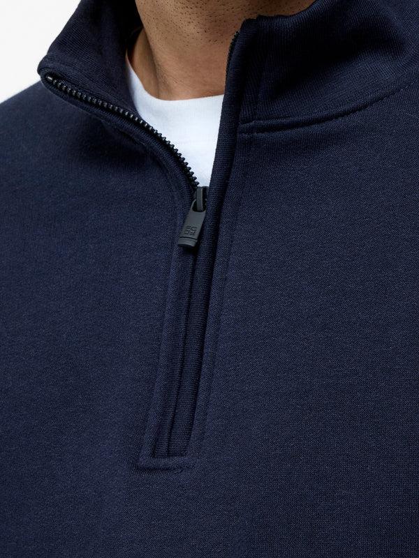 Fcuk Half Zip Funnel Neck Sweatshirt Navy