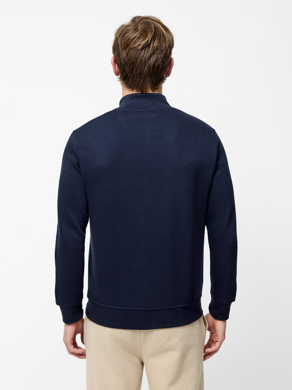 Fcuk Half Zip Funnel Neck Sweatshirt Navy