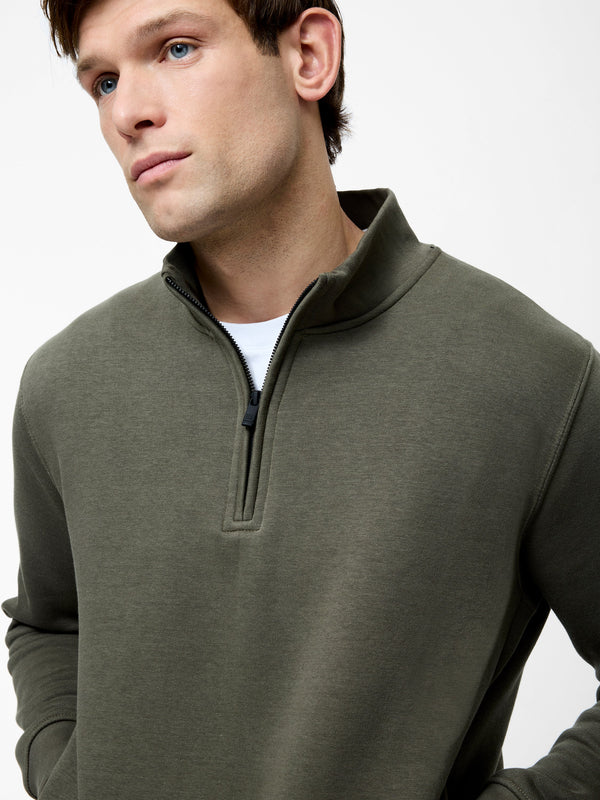 fcuk Half Zip Funnel Neck Sweatshirt Olive Green