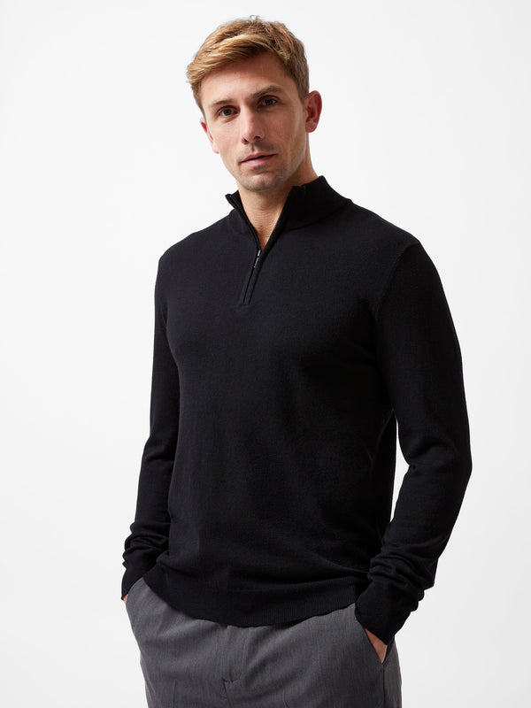 Fcuk Half Zip Knitted Jumper Black