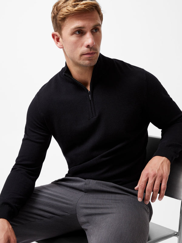 fcuk Half Zip Knitted Jumper Black