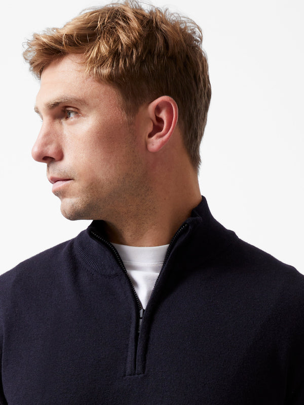Fcuk Half Zip Knitted Jumper Navy