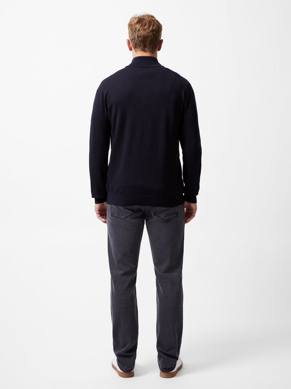 Fcuk Half Zip Knitted Jumper Navy