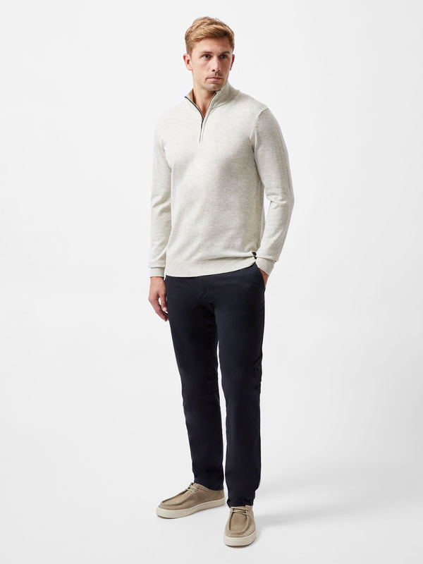 Fcuk Half Zip Knitted Jumper Oatmeal