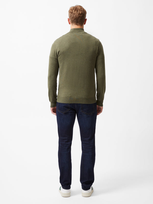 Fcuk Half Zip Knitted Jumper Olive Green