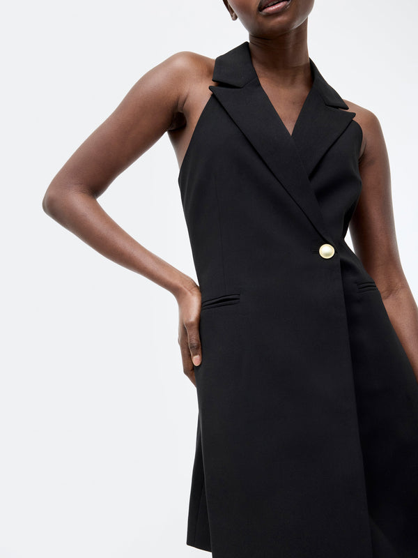 Fcuk Halterneck Blazer Mini Dress Black