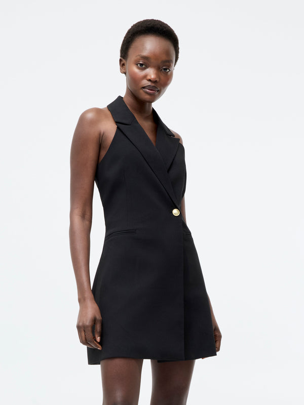 Fcuk Halterneck Blazer Mini Dress Black