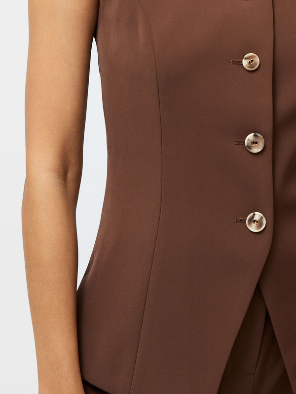 Fcuk Harrie Tailored Waistcoat Top Chocolate