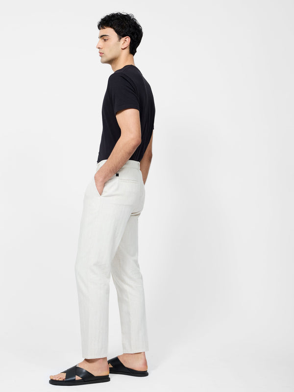 Fcuk Herringbone Trousers Stone