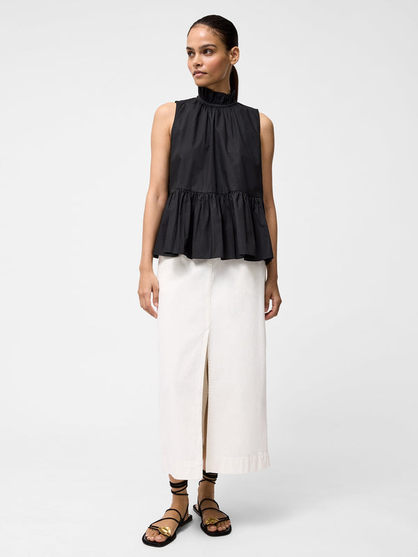 Fcuk High Neck Sleeveless Poplin Top Black