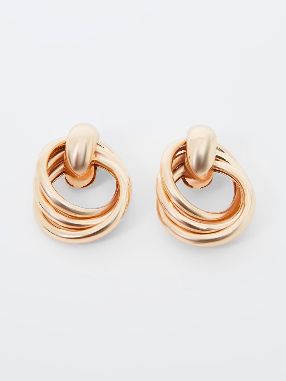 Fcuk Interlocking Metal Knot Earrings Gold