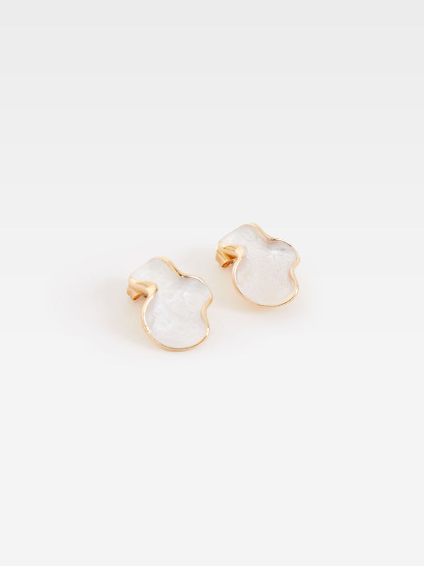 fcuk Irregular Oval Earrings White/Gold