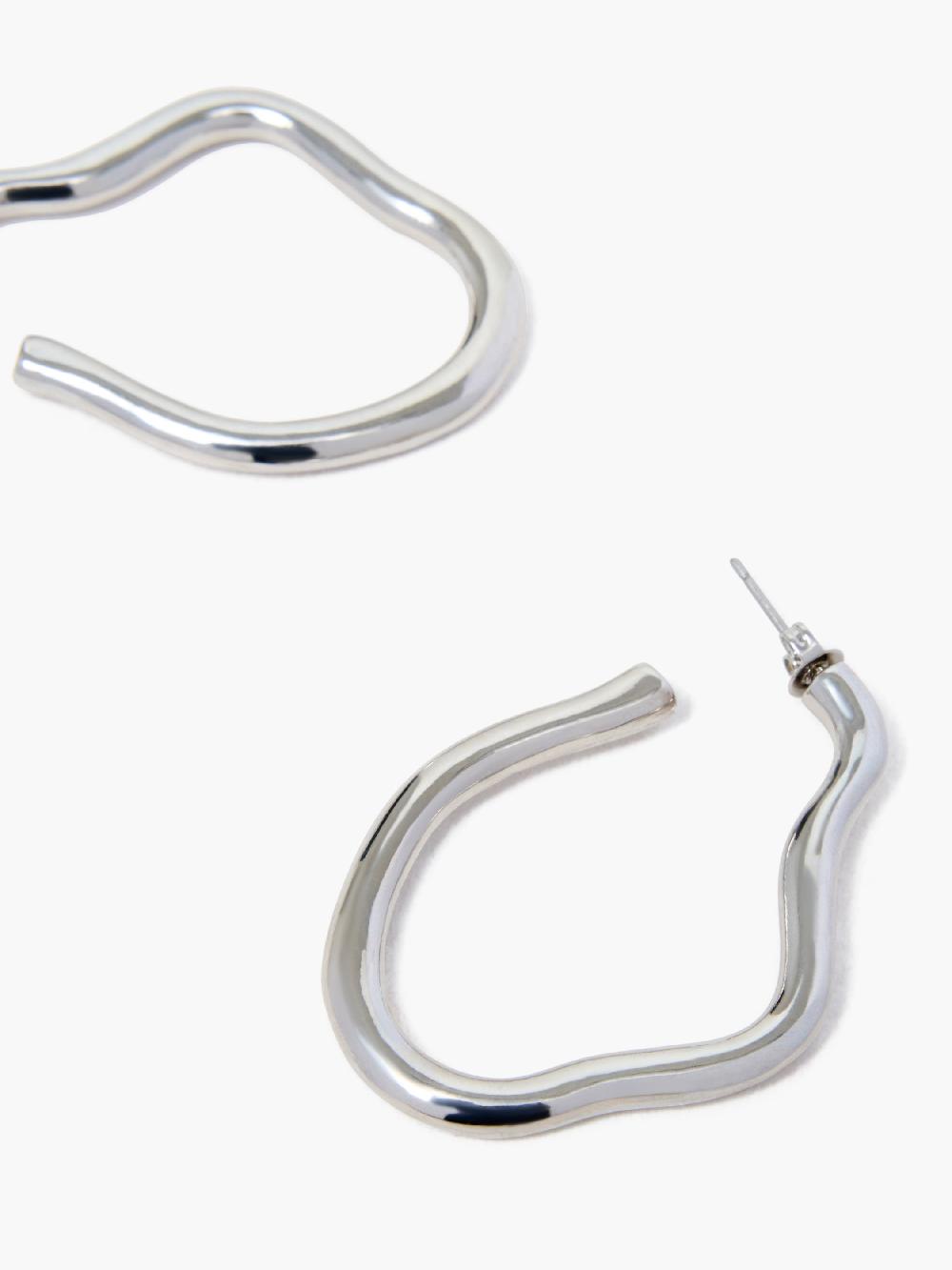 Fcuk Irregular Oval Fluid Hoop Earrings Silver