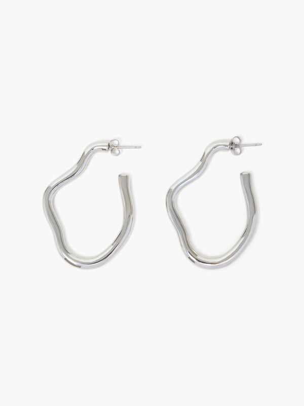 fcuk Irregular Oval Fluid Hoop Earrings Silver