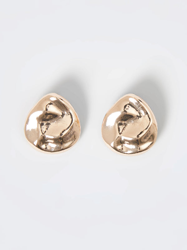 fcuk Irregular Pebble Stud Earrings Gold