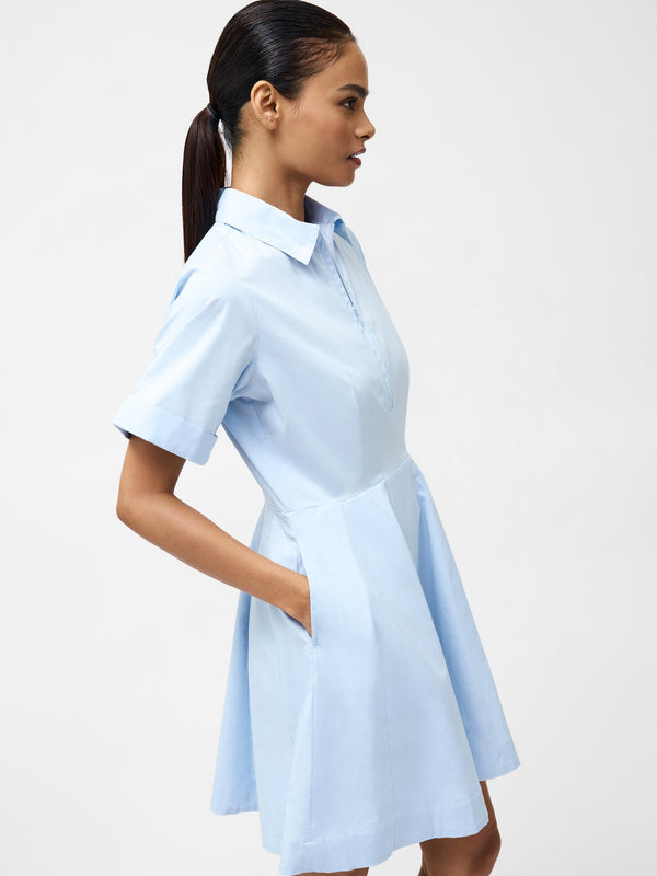 Fcuk Isabelle Poplin Mini Shirt Dress Sky Blue