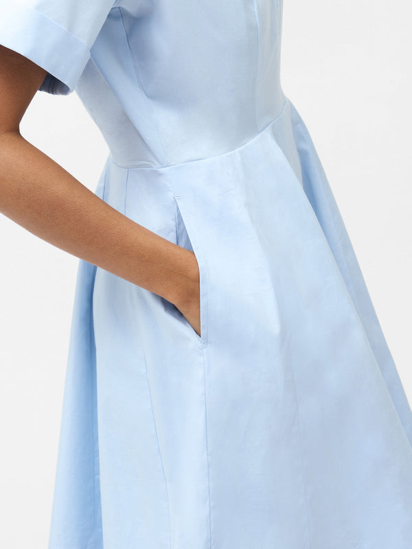 Fcuk Isabelle Poplin Mini Shirt Dress Sky Blue