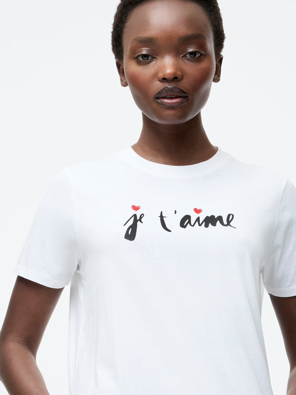 Fcuk Je T'Aime Graphic T-Shirt Linen White