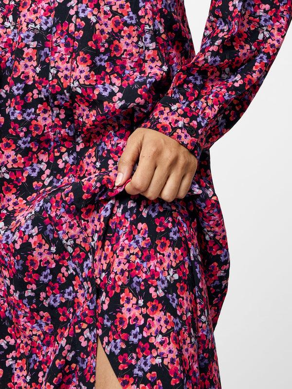 Fcuk Jennifer Eco Midi Dress Black/Pink Multi