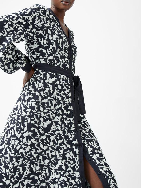 Fcuk Kelly Almere Crepe Midi Dress Navy/Cream