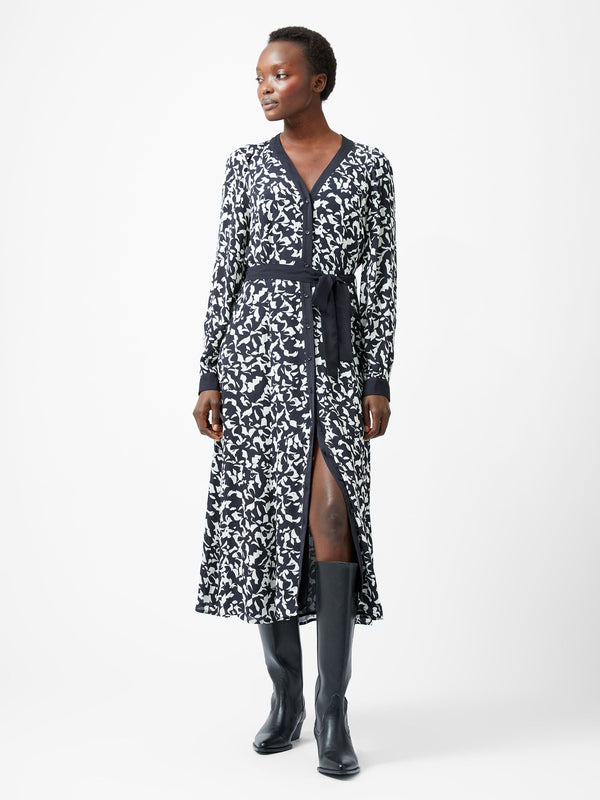 fcuk Kelly Almere Crepe Midi Dress Navy/Cream