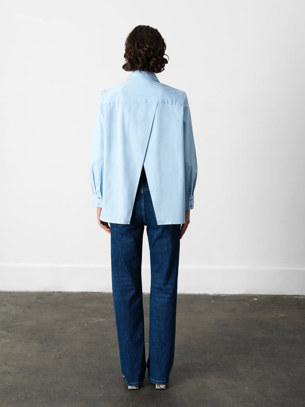 Fcuk Kesha Back Slit Shirt Arctic Blue